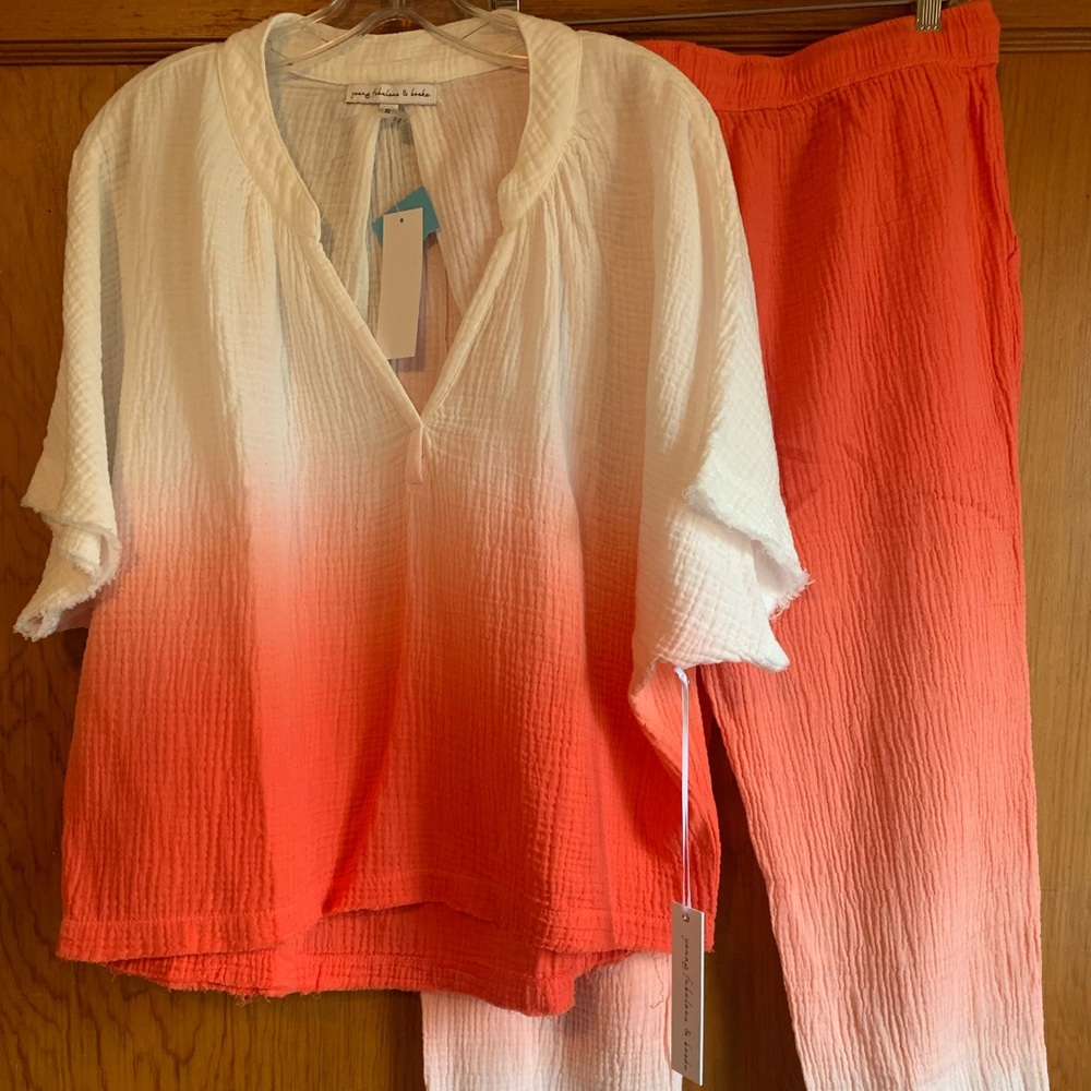 NEW Young Fabulous & Broke ombré / tie dye shirt and pant set